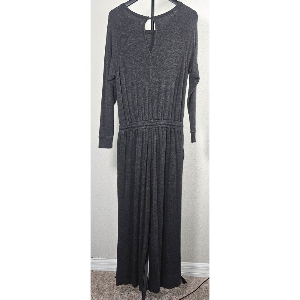Lou & Grey for Loft Jumpsuit XS Gray Wide Leg Lounge Knit Tie Waist Soft - Picture 3 of 12